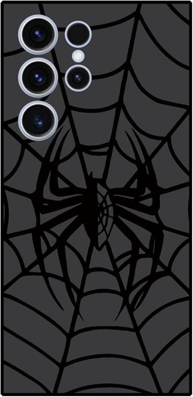 Cute Phone Case Compatible for Samsung Galaxy S25 Ultra, Black Spider Web Halloween Designed Soft TPU Anti-Fall