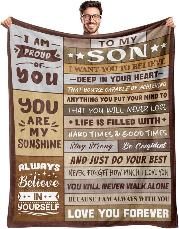 BAOERN Birthday Gifts for Son from Mom or Dad, to My Son Blanket 60"x80" — The best gifts for your special vale for