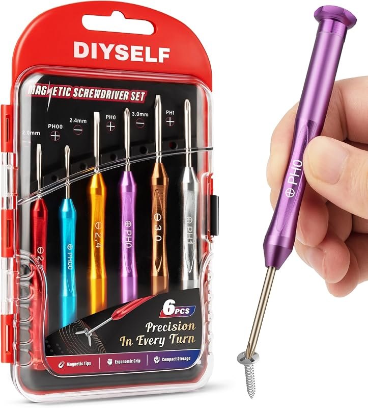 DIYSELF Small Screwdriver Set with Case, 6PCS Magnetic Eyeglass Repair Kit — Maintenance tools like antivirus sca for