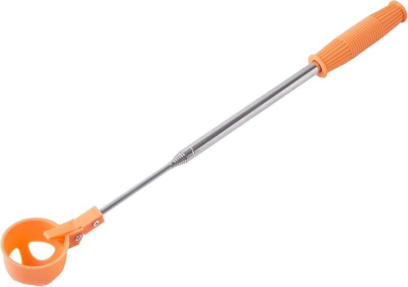 Egg Grabber for Chicken Eggs - Extendable Stainless Steel Egg Picker Tool with Non-Slip Handle, Long Reach Egg Lifter