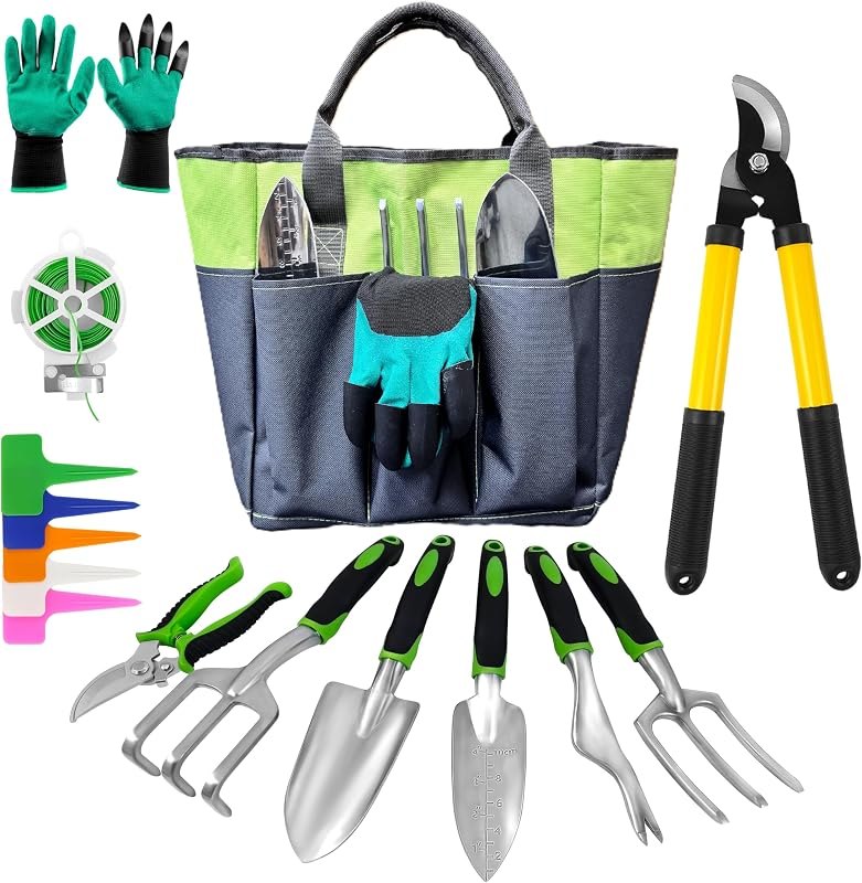 41-Piece Premium Gardening Tool Set, Stainless Steel Heavy Duty Gardening Tool Kit, with Non-Slip Rubber Grip, Storage