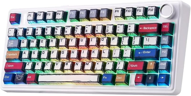 Aula F75 Wireless Mechanical Keyboard,Creamy Keyboard with RGB Backlit Hot Swappable, 81 Keys 75% Layout Gaming
