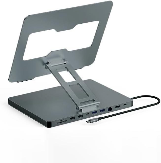 USB C Hub Stand for MacBook Pro, 10 in 1 Adapter for MacBook Air Docking Station with 4K 60Hz HDMI, RJ45 Gigabit