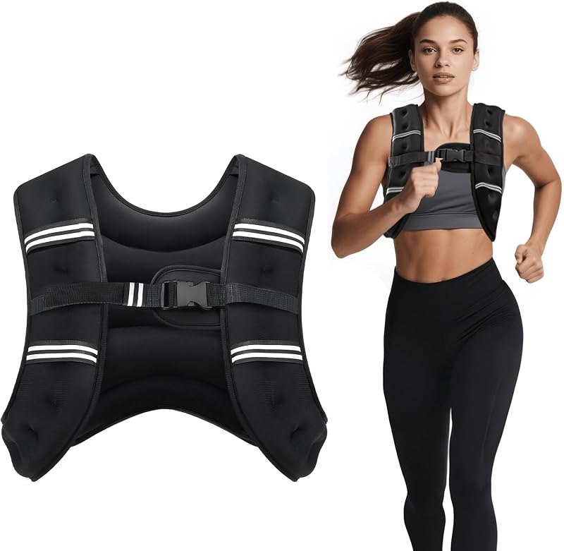 Ragebby Weighted Vest, 6lb/8lb/12lb/16lb/20lb/30lb for Men, Women with Reflective Stripe, Weight Vests Adjustable for