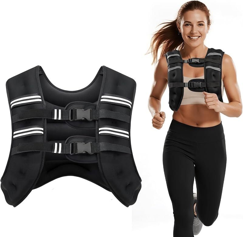 Weighted Vest, 8lb/12lb/16lb/20lb/25lb/30lb Weight Vest with Two Adjustment Straps for Men Women, Weight Vests with