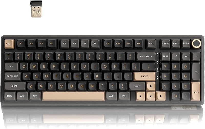 RK ROYAL KLUDGE R98 Pro Wireless Mechanical Keyboard, Creamy Bluetooth/2.4GHz/Wired RGB Gaming Keyboard with Number
