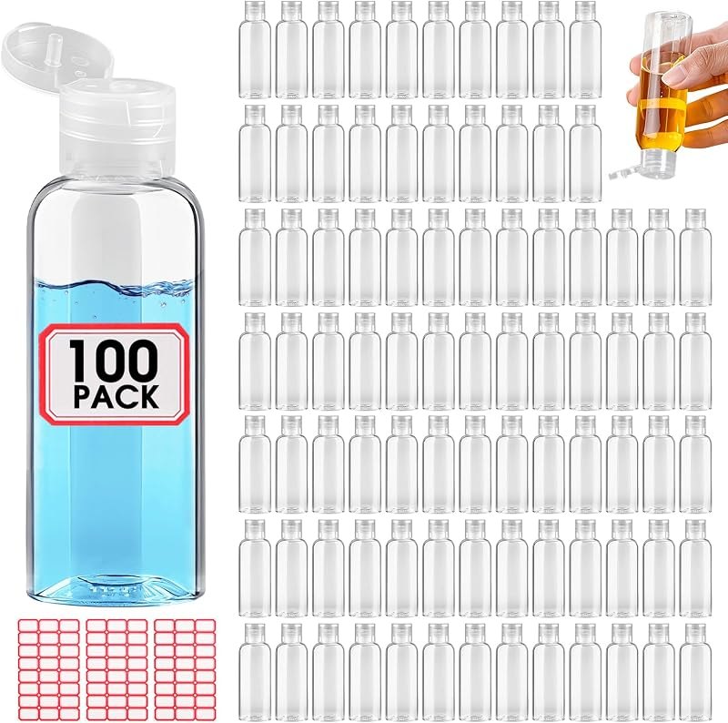 100pcs Empty 3.4 oz Travel Bottles with Flip Cap for Liquids Lotion