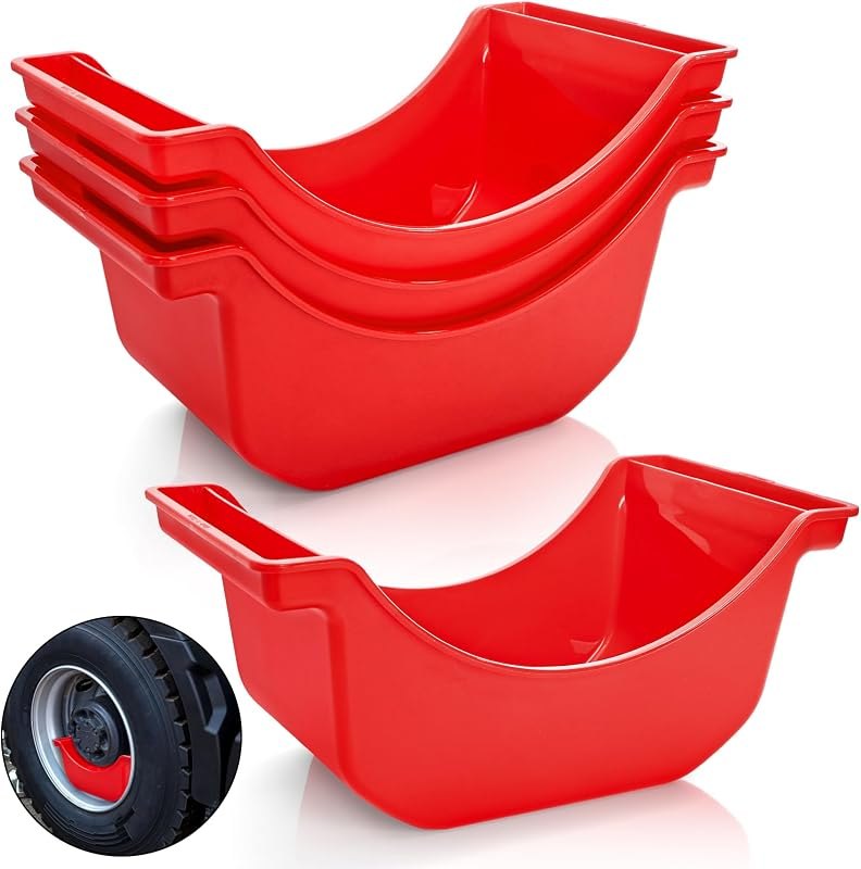 4 Pack Truck Wheel Pan, 2.8L Stackable Hub Oil Drain Pan — Jack stands, drain pans, and creeper for jack stands drain