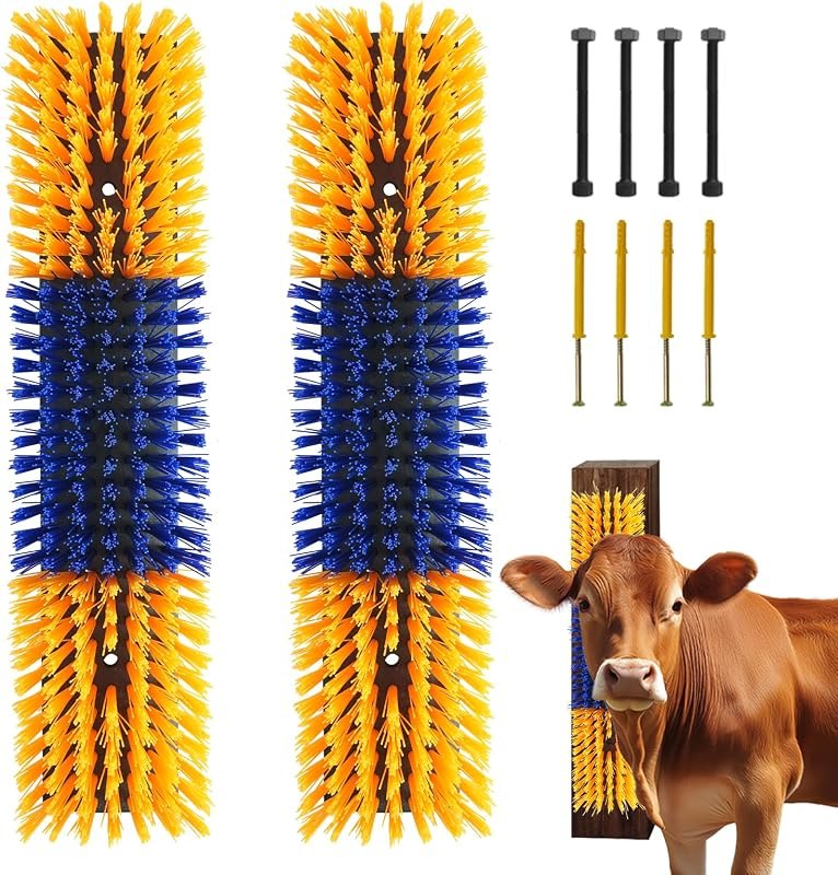 Livestock Scratch Brush With 8 Screws,Animal Back Scratching Brush for Cow,Cattle,Sheep, Horses,Pigs,Massage Grooming