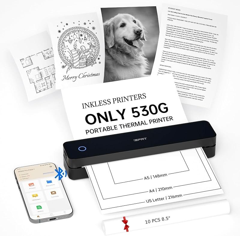 iDPRT Portable Printer Wireless for Travel, Inkless Thermal Printers — printers thermometer for printers thermometer