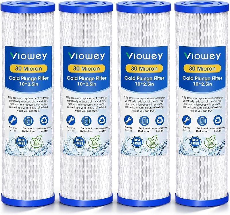 30 Micron Pleated Water Filter Cartridges,10"x2.5"Cold plunge filter 4Pc — 10 inch sediment filter 5 micron for inch