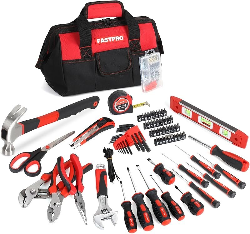 FASTPRO 220-Piece Home Tool Set, Household Repairing Tool Kit, Red — Hand tools and garage bits worth buy for hand