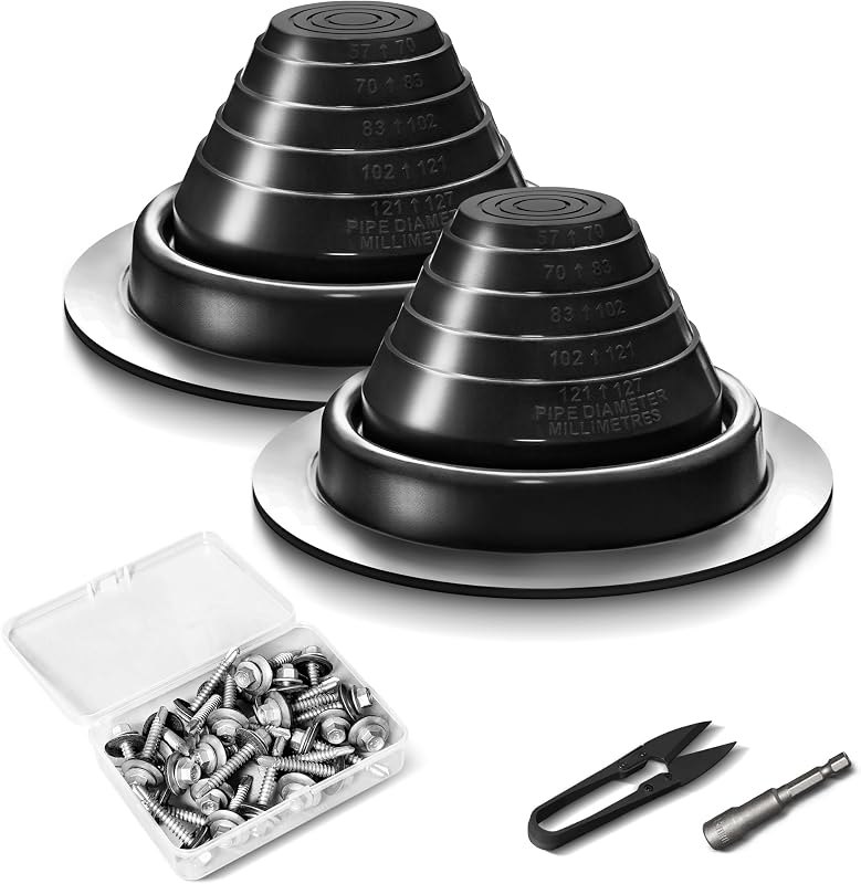 #3 Metal Roof Vents Flashing, Pipe Roofing Boots Kit for OD 1/4"-5", 2 Pcs — best roofing ridge vents for roofing