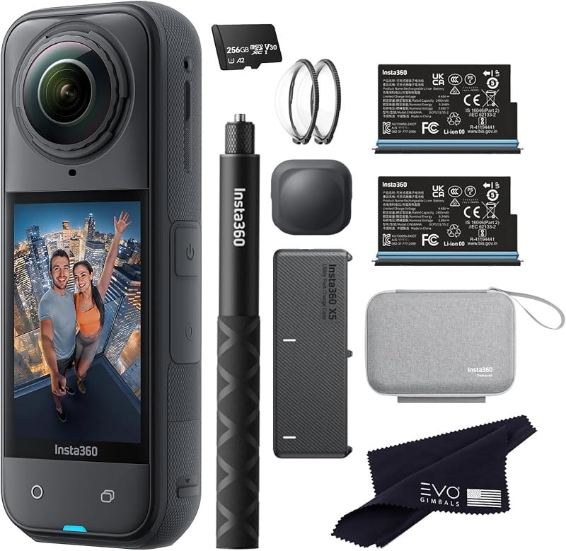 Insta360 X5 Essentials Bundle with 256GB Card-8K Waterproof 360 Action Camera — 360 Degree Cameras that store your m