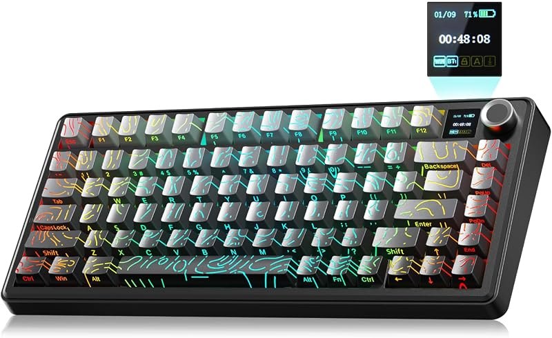 LEOBOG x Aula F75 MAX Wireless Gaming Keyboard w/Smart Display & Knob,75% Hot Swappable Custom Mechanical Keyboard