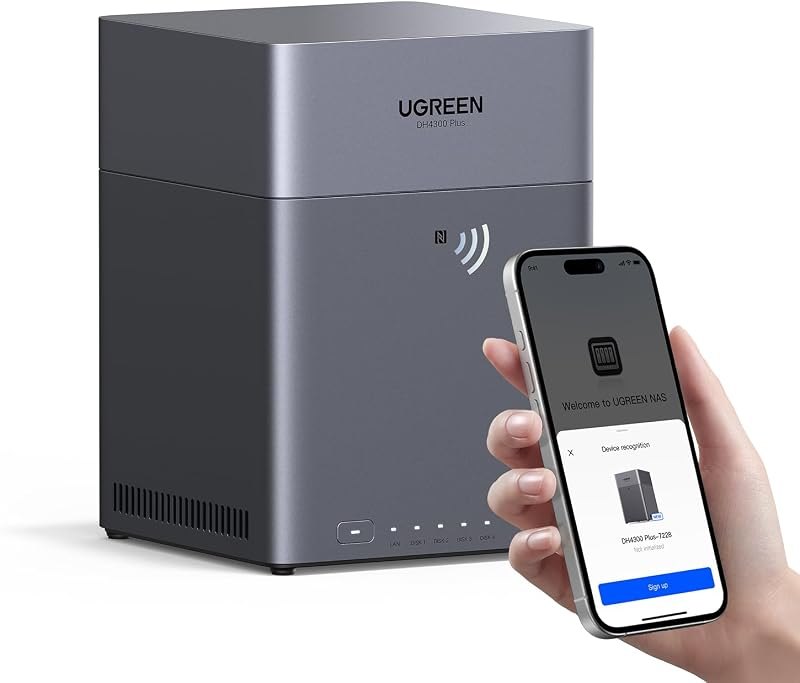 UGREEN NAS DH4300 Plus 4-Bay for Beginners, Home Users & Remote Workers — 4-bay NAS enclosure for bay nas