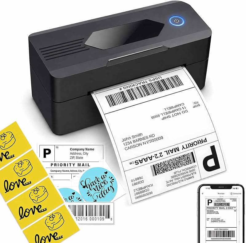 Mvgges Shipping Label Printer,Bluetooth 4x6 Thermal Label Printer for Small Business Office or Home, Compatible with