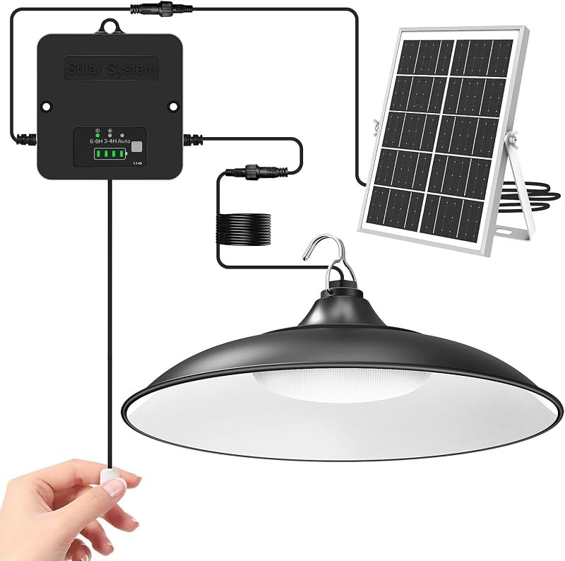 Solar Shed Light Indoor Outdoor with Pull String, 2000LM 6500K 1Pack — solar work light for solar work light