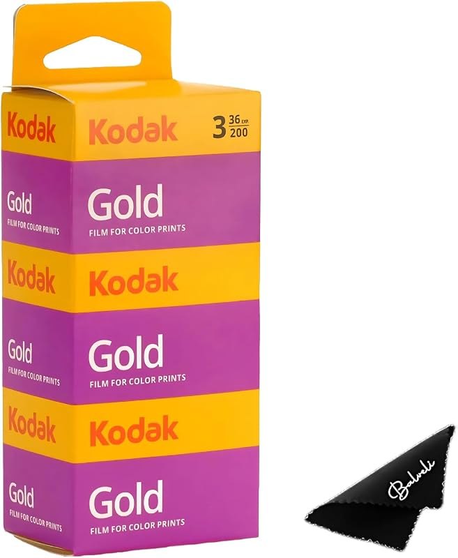 Kodak Gold 200 35mm Film Bundle, 3 Rolls, 36 Exposures Each, for 35mm Film Camera Includes Balveli Premium Microfiber