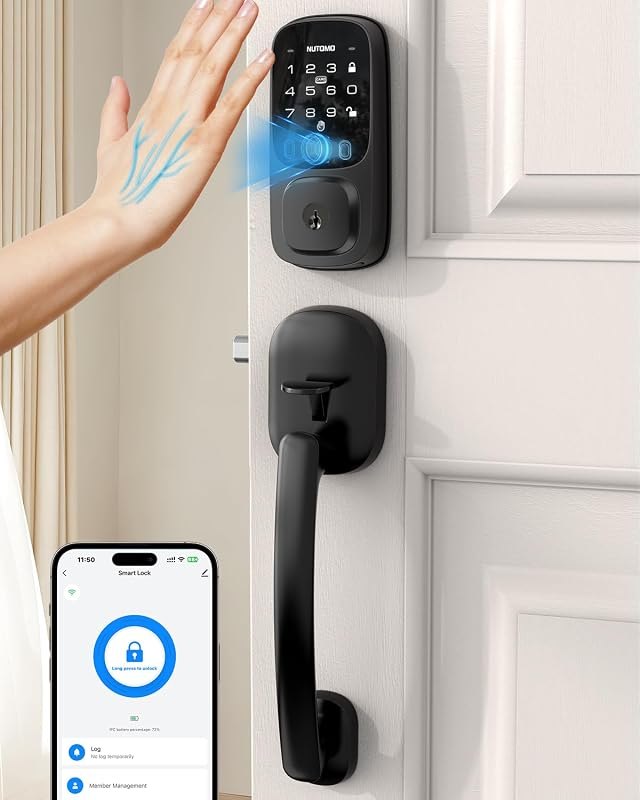 Palm Vein Smart Lock: Keyless Entry Door Locks with Handle Set Built-in WiFi Keypad Electronic Digital Deadbolt with