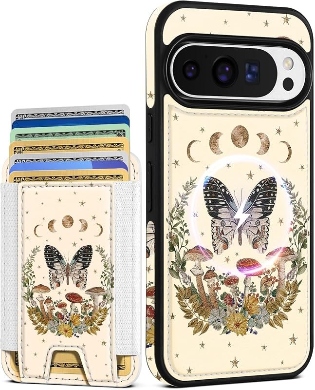 Shorogyt for Google Pixel 9/9Pro Cute Kawaii Leather Phone Case - Compatible with Magsafe Wallet Magnetic Credit Card