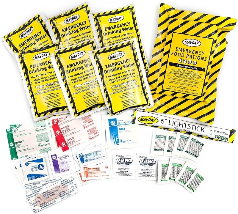 Emergency Survival Pack Refill Kit, Food and Water Rations, First Aid Supplies, Light Stick, 5-Year Shelf Life from