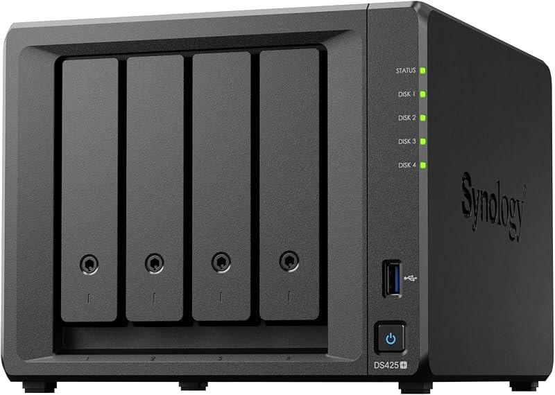 Synology DS425+ Private Cloud Media Server - Stream, Back Up & Share Files (4-Bay Diskless NAS) — 2-bay NAS for bay nas