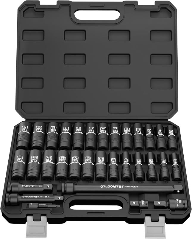 OTLOOMTBT 32PCS Impact Socket Set 1/2" Drive Metric & SAE Deep Sockets — Hand tools and garage bits worth buy for hand