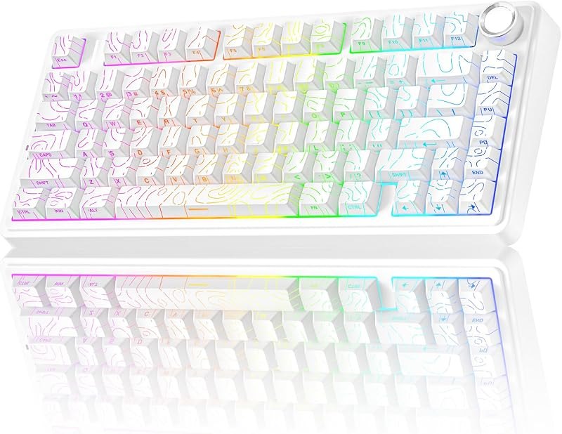 AULA F75 Pro Wireless Mechanical Keyboard with Knob,75% Hot Swappable Custom Gaming Keyboards,RGB Backlit,Pre-lubed