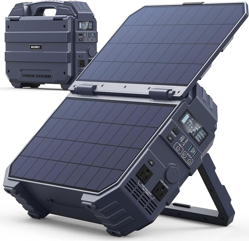 BROWEY 1600W (3200W Peak) Portable Power Station with Built-in Solar Panel — Solar generators for solar generators