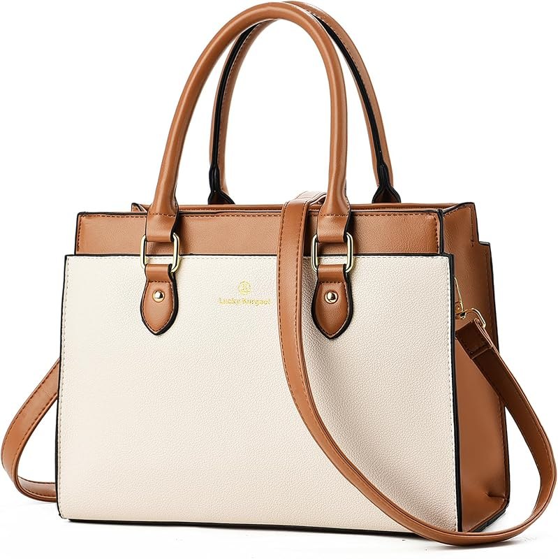 Handbags Purses for Women, Trendy Leather Dual-tone Tote Purse, Designer Handbag Shoulder Bag Top Handle Satchel Bags