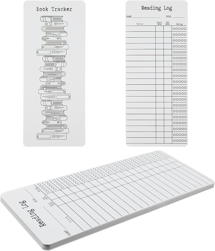 Ouligay 12pcs Book Tracker Bookmark Reading List Bookmark, Library Cards for Reading, Page Holders for Reading