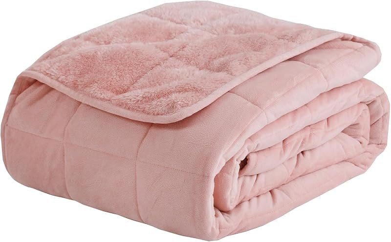 Weighted Blanket, Plush Fleece Blanket Ultra Soft - Fluffy Cozy Throw for Bed Couch Sofa, Warm Fuzzy Blanket for