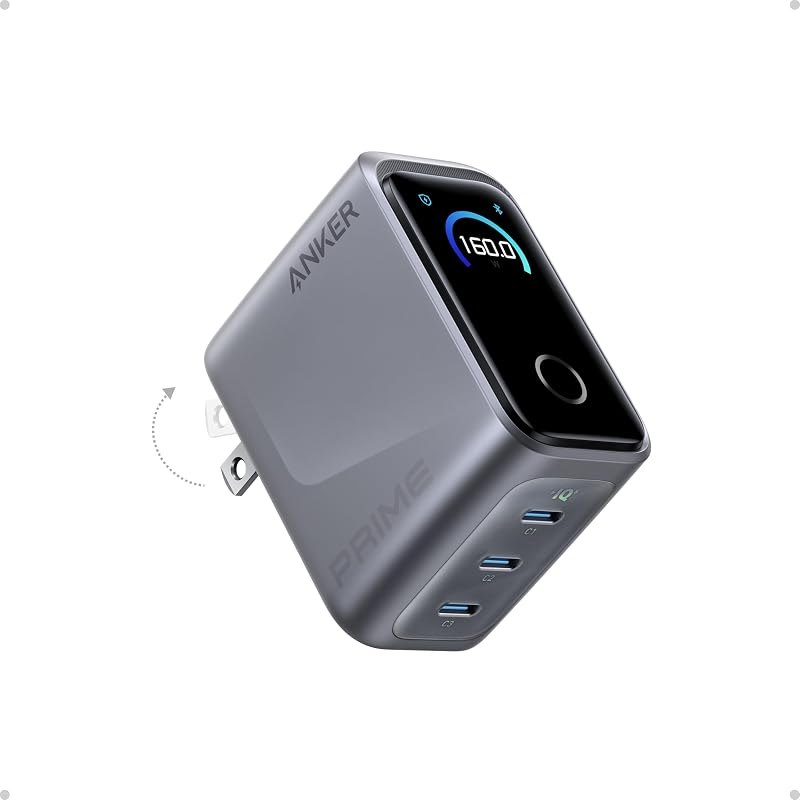 Prime Charger, 160W Max 3-Port GaN Charger, for MacBook Pro Charger