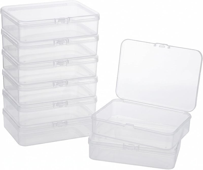 8 Pcs Small Plastic Case, 4x3x1 Inch Mini Plastic Storage Containers Box with Lid, Clear Rectangle Box Organizer for