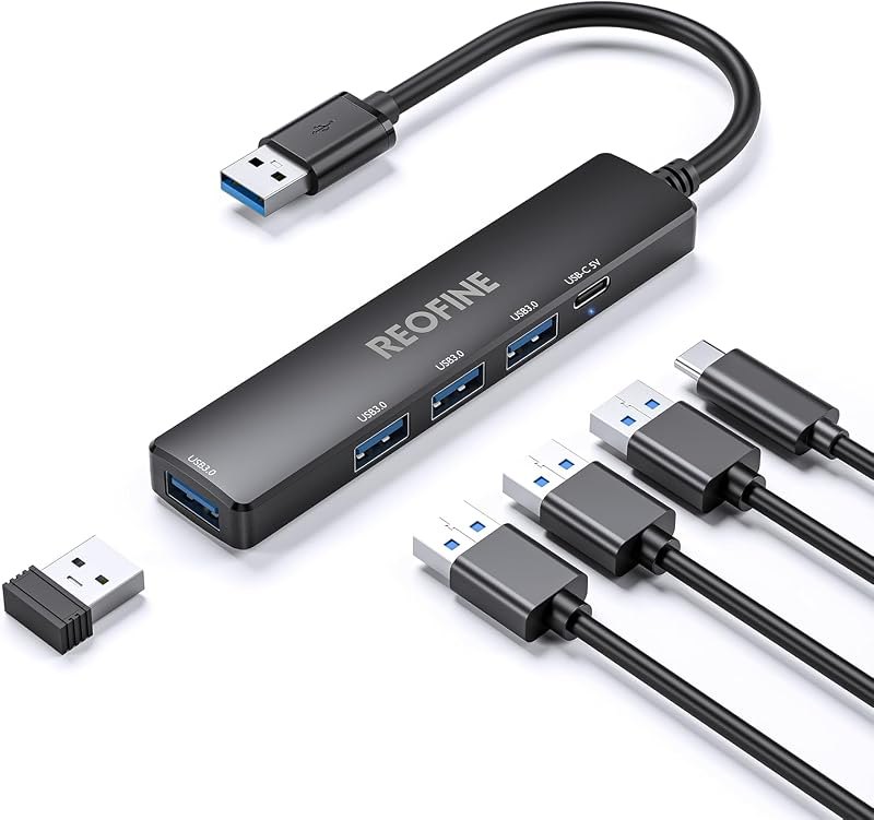 5-Port Powred USB 3.0 Hub USB Hub Splitter Portable USB Adapter Mini Multiport Expander for Desktop Laptop Gamepad U