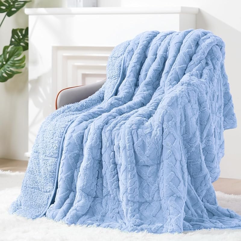 Ultra Soft Sherpa Weighted Blanket for Adults, 60"x80" 15lbs Heavy Blankets — weighted blanket cover for weighted