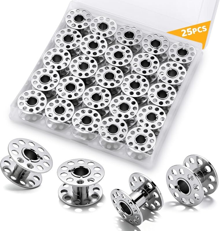 LOKUNN 25 Pcs Bobbins Metal Bobbins for Sewing Machine with Bobbin Case — Feet, bobbins, and rippers. for feet bobbins