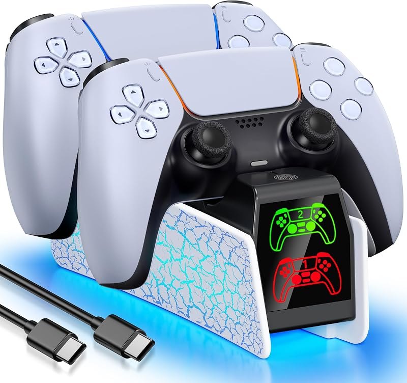 P5 Controller Charging Station, 7 Lighting Modes P5 Charging Dock Compatible with P5 DualSense & Edge Controllers, P5