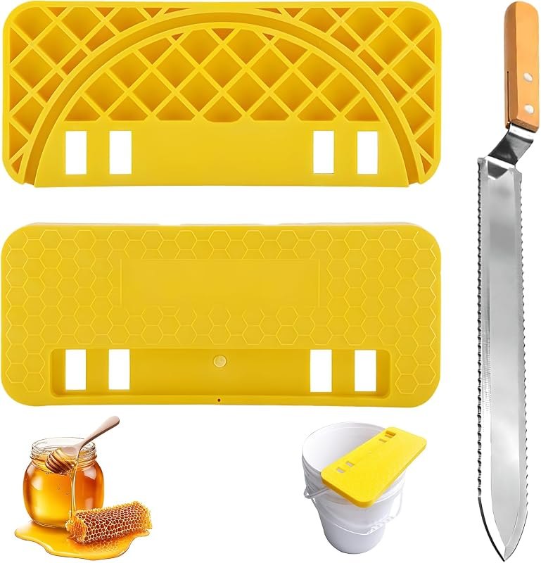 Honey Uncapping Tank Holder Stainless Steel Serrated Uncapping Knife Set — best uncapping fork for uncapping fork