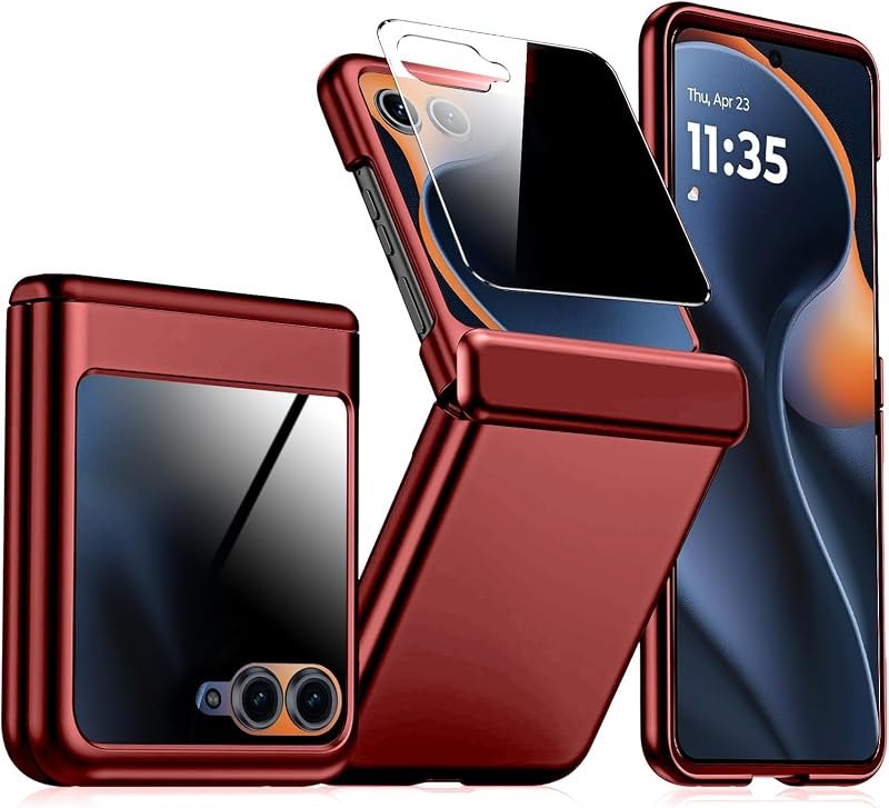 for Motorola Razr 2025/Razr 2024 Case with Hinge Cover,Built-in Privacy Screen Protector Shockproof All-Inclusive