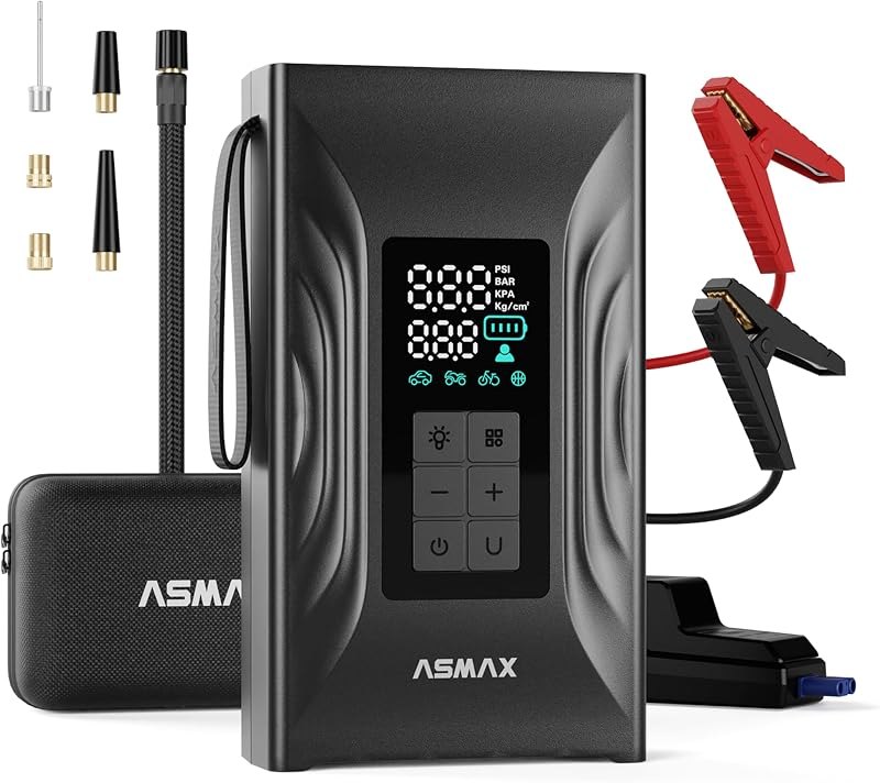 ASMAX T20 7-in-1 Jump Starter with Air Compressor, 3000A Battery Booster — best auto jump starter for auto jump starter