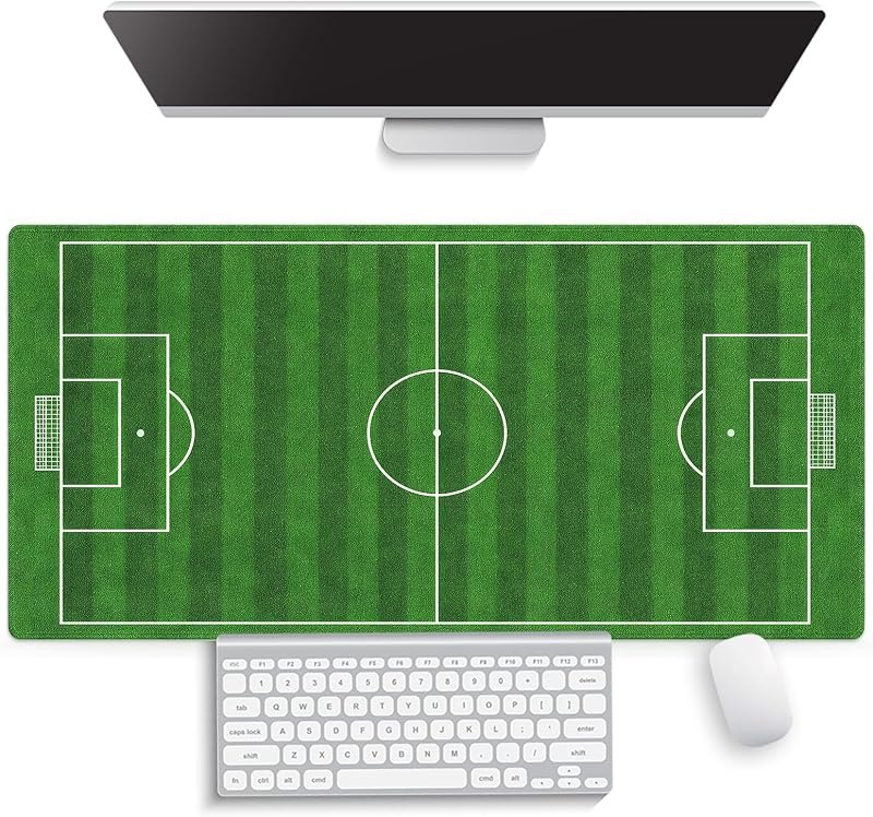 Football Field Design Large Mouse Pad, Green Soccer Course View Desk Mat — best mouse desk mat for mouse desk mat