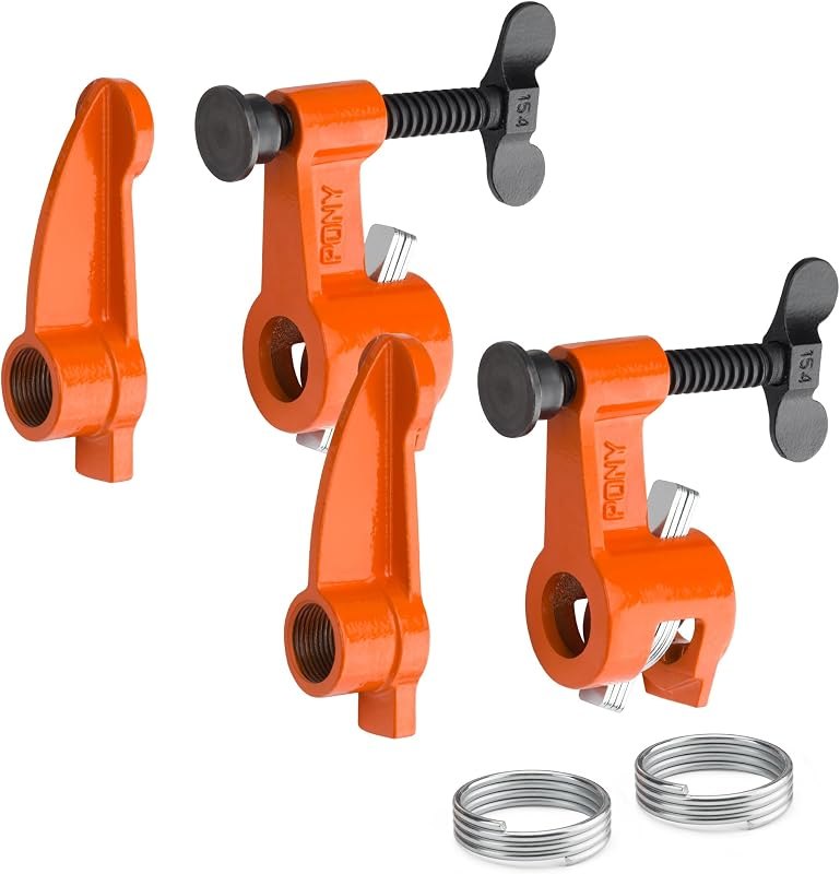 PONY The Original 2 Pack 3/4″ Deep-Reach Pipe Clamp for Woodworking — woodworking pipe clamp for parallel jaw clamp