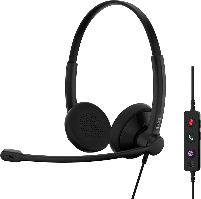 Impact 100 MS Stereo USB-C+A Headset with Microphone, Certified Microsoft Teams, Noise-Cancelling Mic, Lightweight
