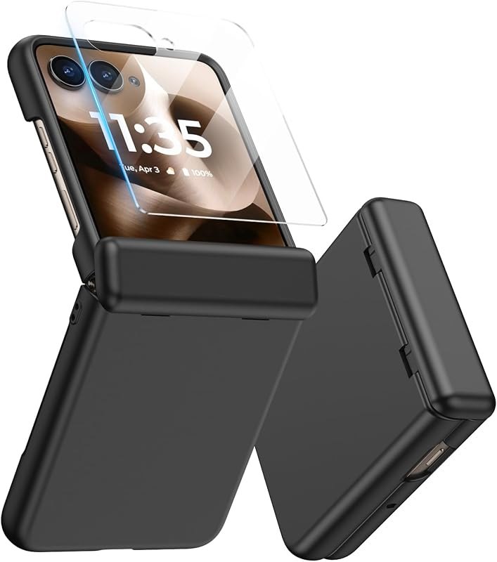 MAKAVO for Motorola Razr Plus 2025/2024 Case, Built-in Outer Screen Protector & Hinge Protection, Slim Fit Hard Full