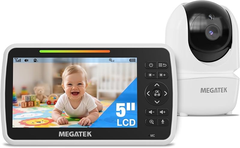 MEGATEK 5" Video Baby Monitor with Camera and Audio, No WiFi — video for baby monitor rated