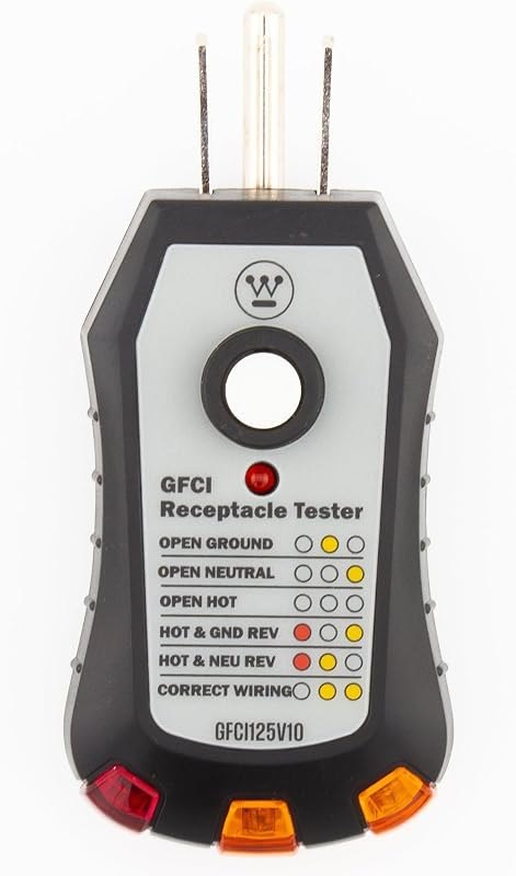 Westinghouse Plug-in GFCI Receptacle & Outlet Tester, 3-Prong Electrical Socket Voltage Tester, 120V, Professional &