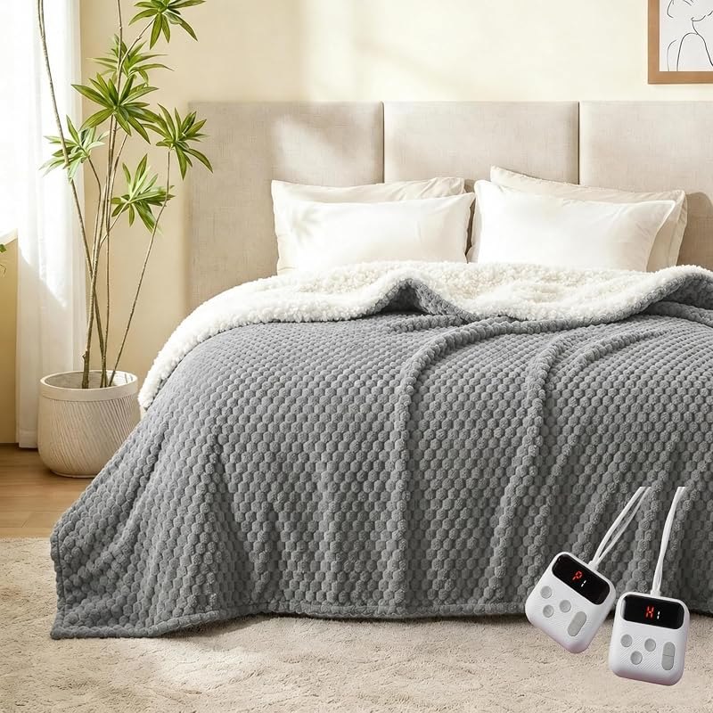 GarveeHome Heated Blanket Electric Blanket King Size 90 in x100 in, w/Dual Control,10 Heating Levels & 10 Hours Auto