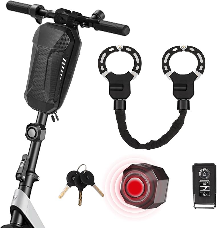 Electric Scooter Locks Anti Theft with Alarm, Waterproof Scooter Bag and Key, Heavy Duty Anti-Theft Bike Chain Lock